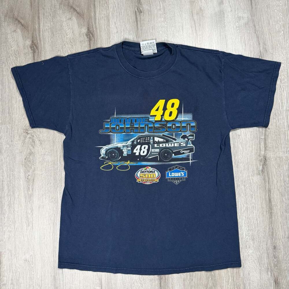 Mens Vintage 2008 Jimmie Johnson Winner's Circle Daytona 500 50th NASCAR T-Shirt